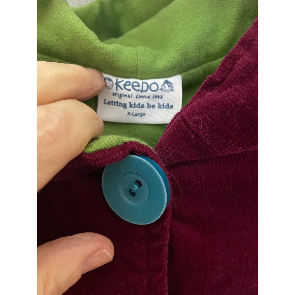 Keedo‎ Girls Hooded Corduroy Coat Jacket Purple Blue Buttons X Large